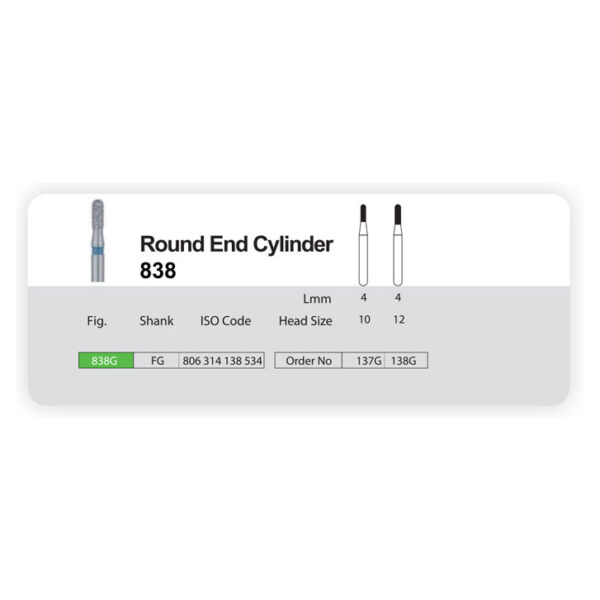 فرز الماسی مدل استوانه ای ته گرد توربین 838 Round End Cylinder